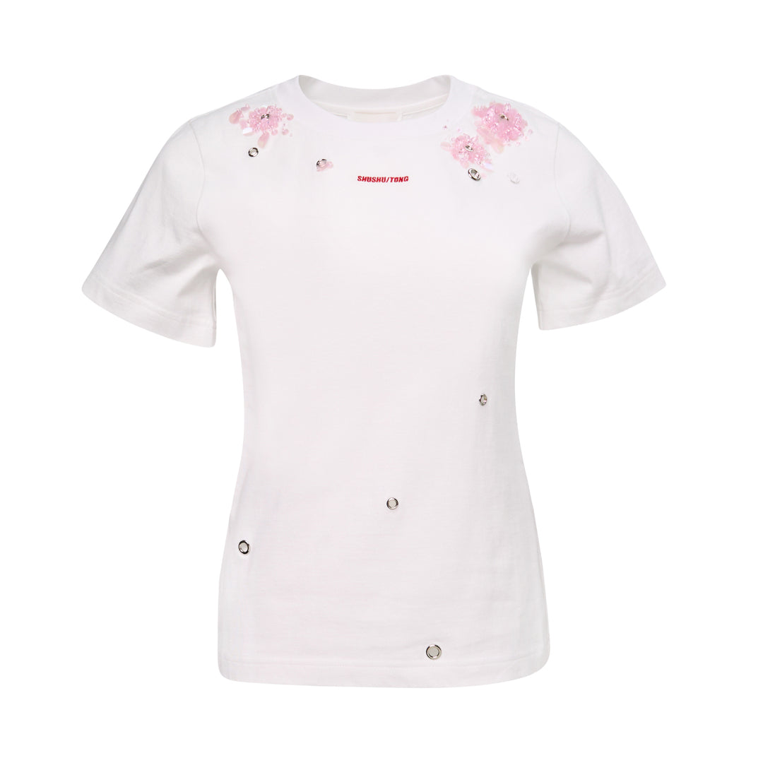 SHUSHU/TONG Grommet Embroidered Floral Tee – Available at Club 21, Official Retailer in Singapore, Malaysia & Thailand with Global Shipping Online