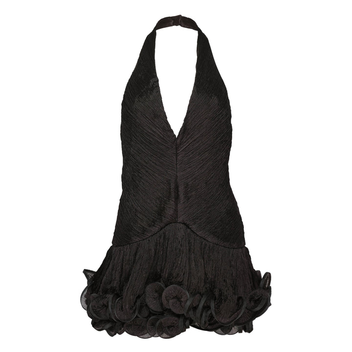 V-Neck Ruffle Hem Mini Dress