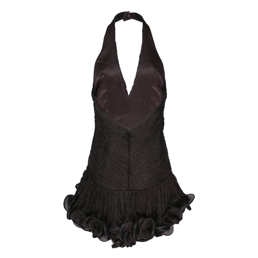 V-Neck Ruffle Hem Mini Dress
