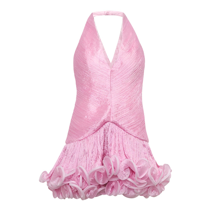 V-Neck Ruffle Hem Mini Dress