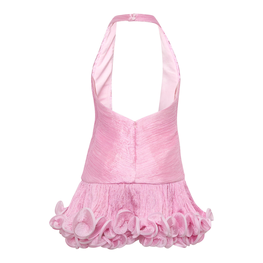 V-Neck Ruffle Hem Mini Dress