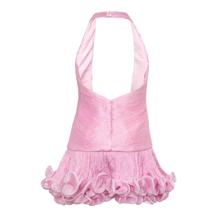 V-Neck Ruffle Hem Mini Dress