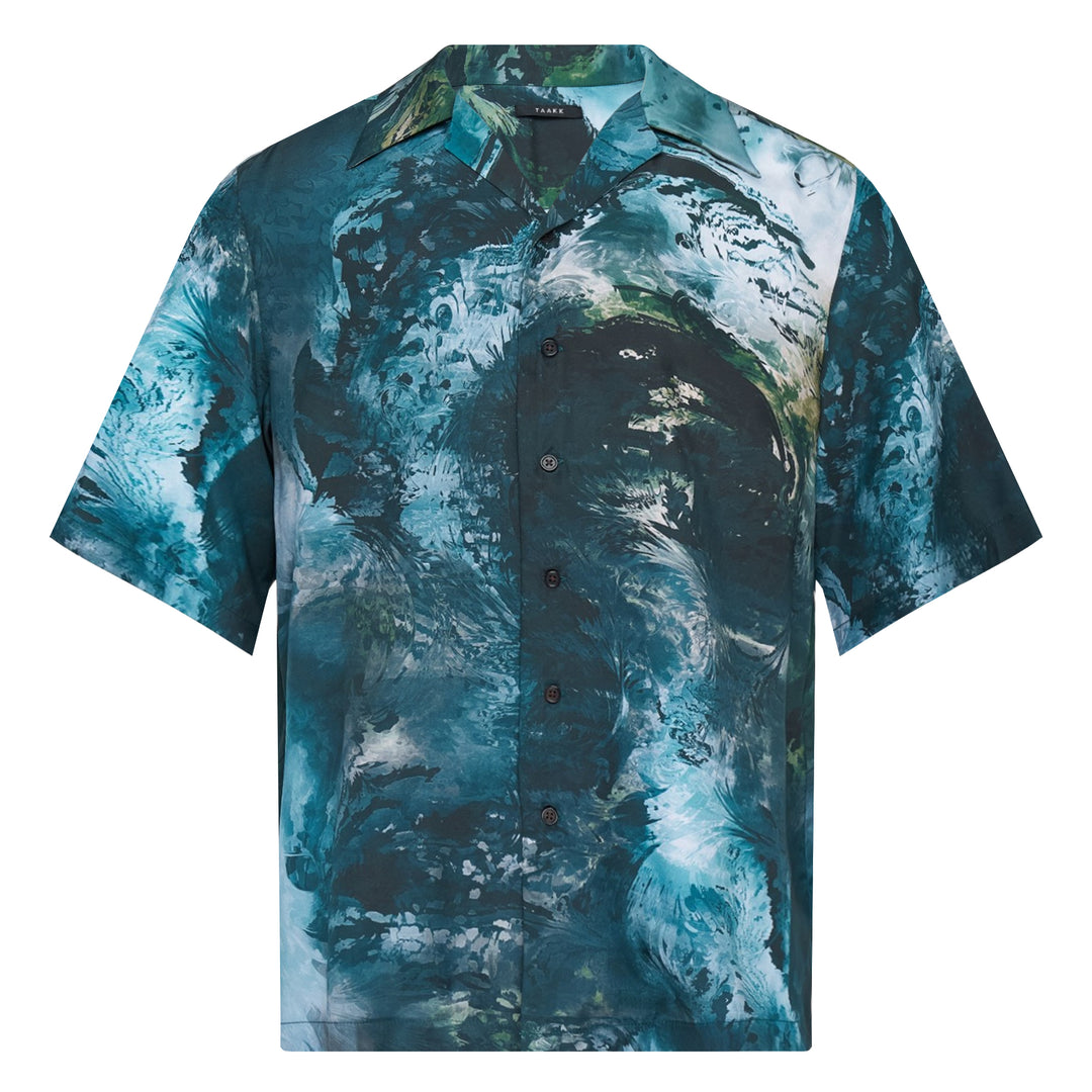 Printed Short Sleeve Silk Shirt