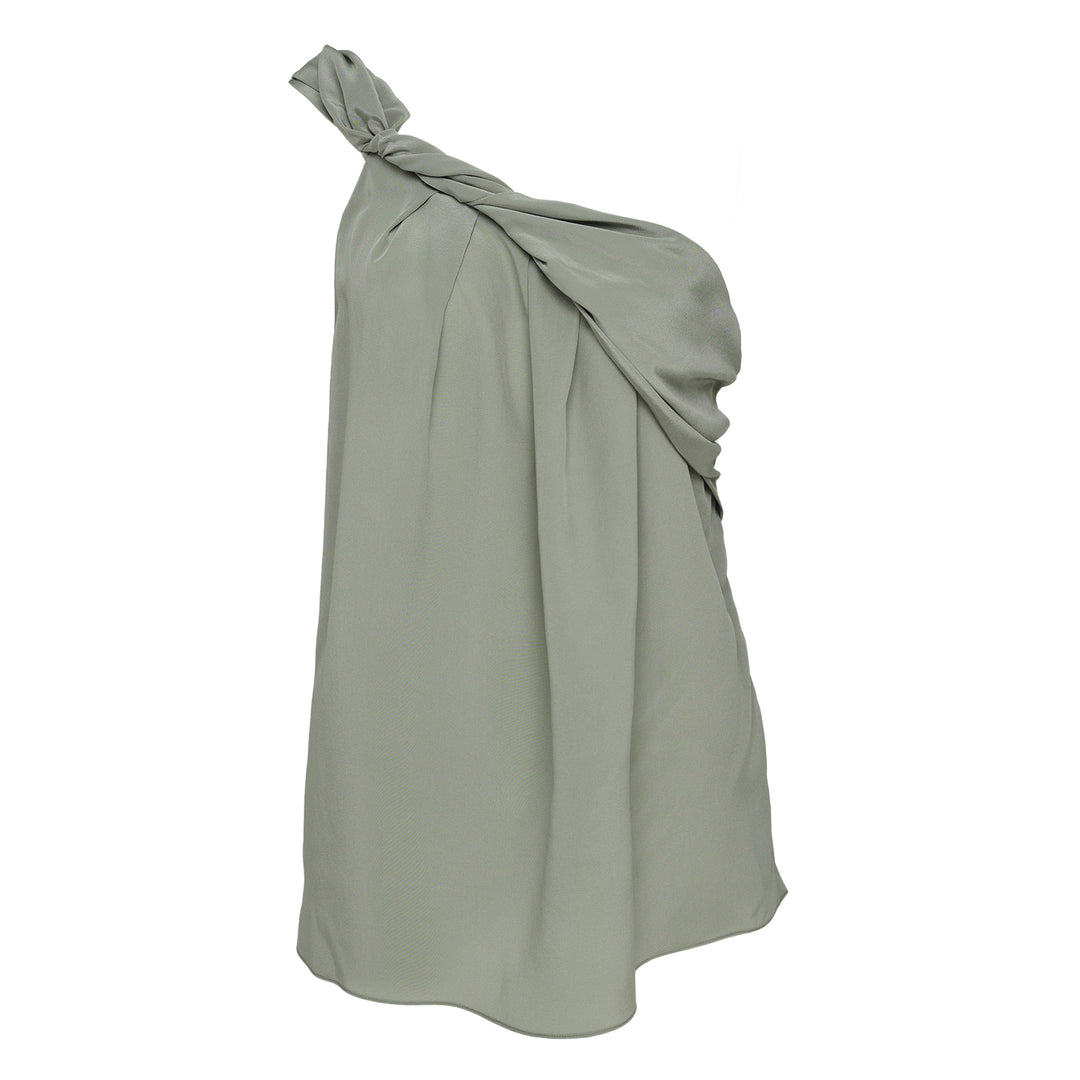 One Shoulder Twisted Fluid Top