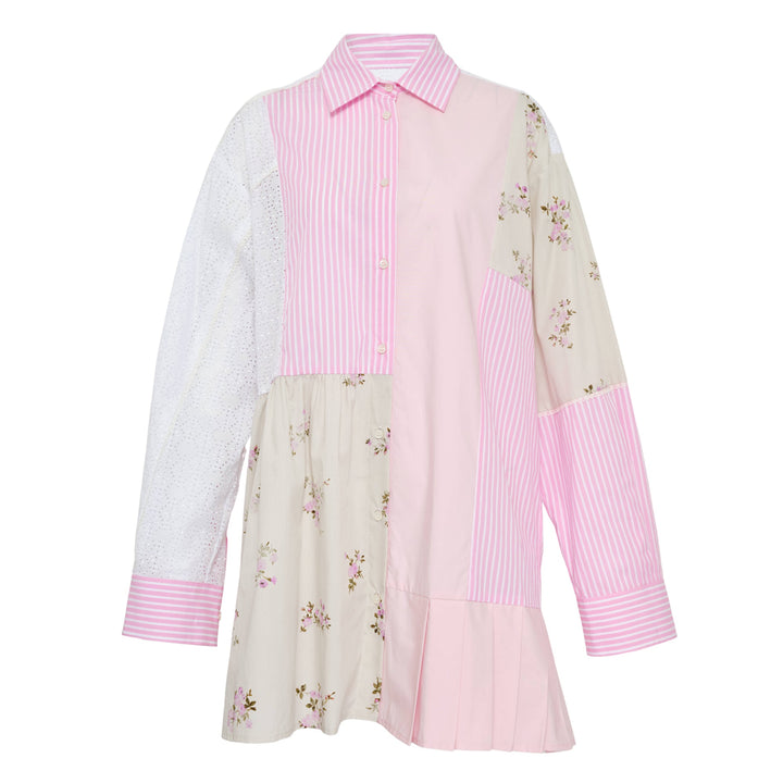Patchwork Floral Shirt Dress