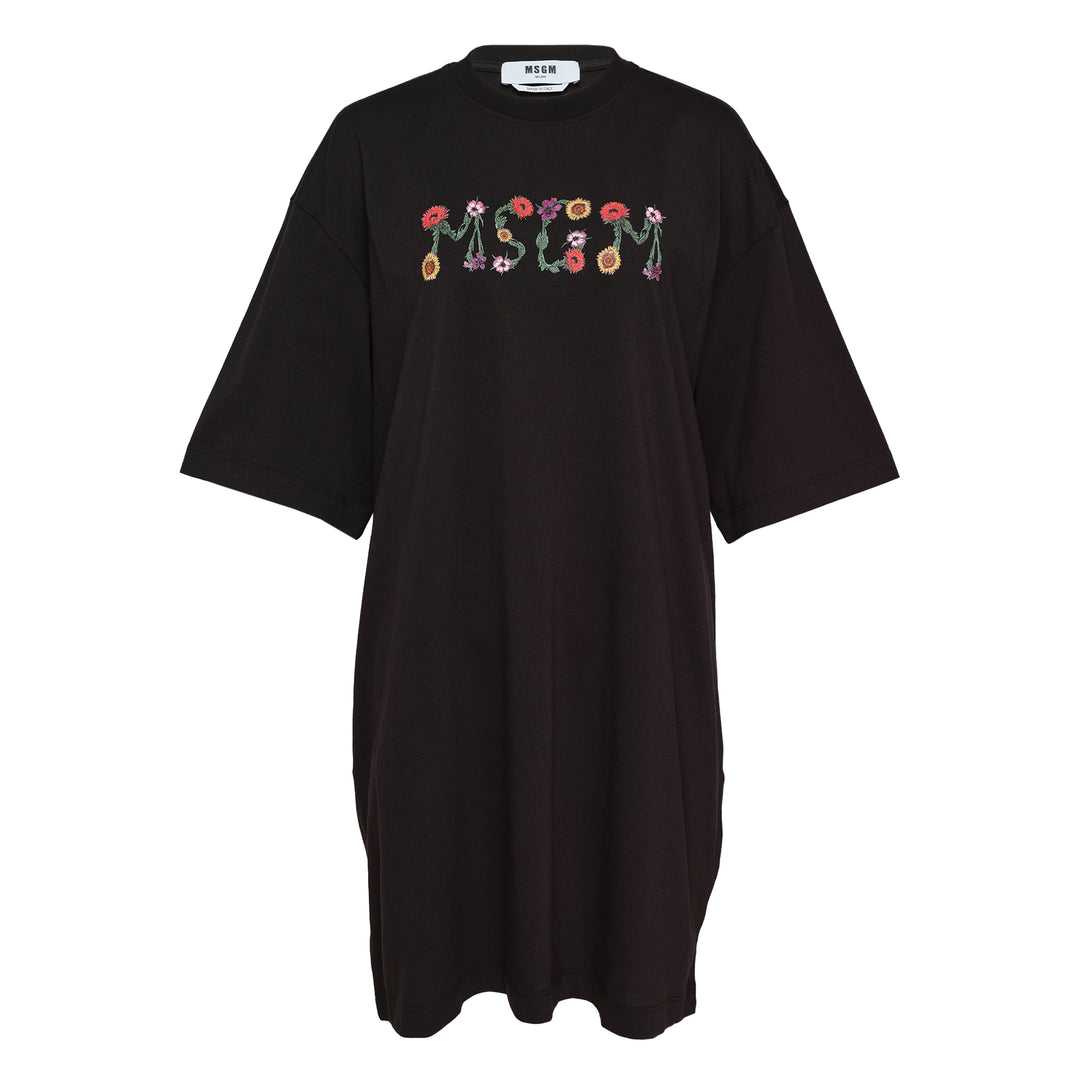 Floral MSGM Logo T-Shirt Dress