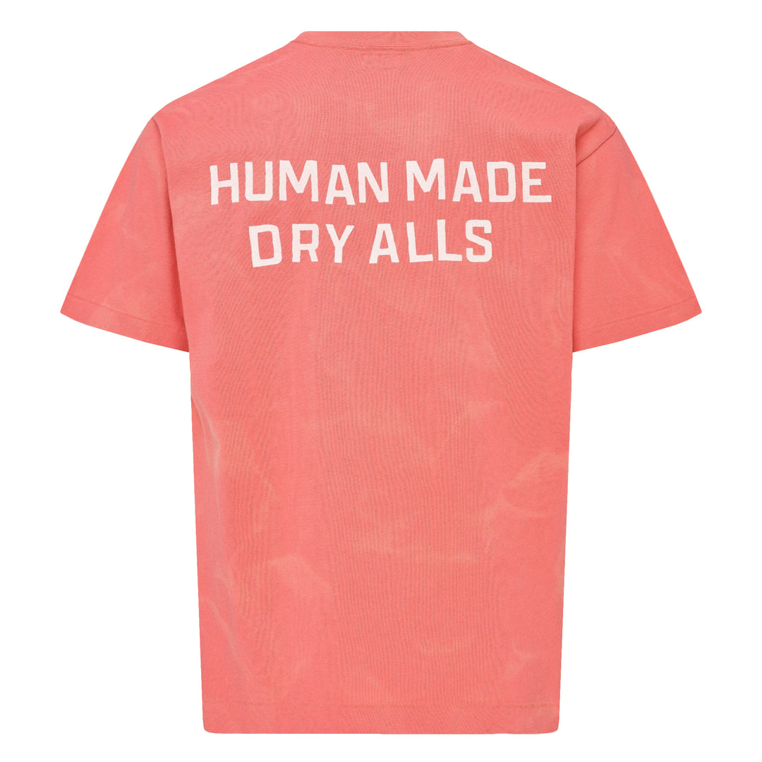 Human Made Garment Dye Short Sleeve Tee in light blue with tonal all-over wash effect and heart 'hm' logo graphic at the chest