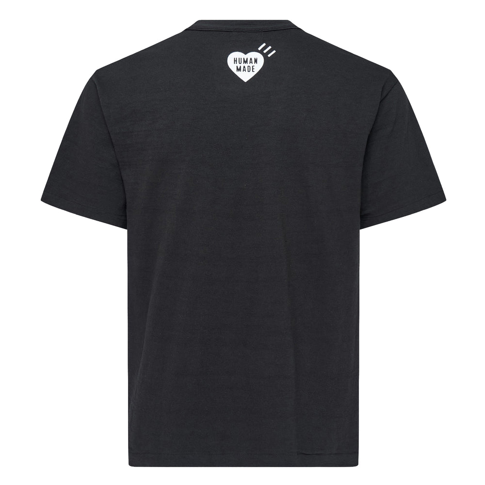 Human Made Duck Graphic Tee in black, featuring a hand-drawn mallard duck illustration with 'Dry Alls' script and arched 'Human Made' branding on heavyweight cotton jersey