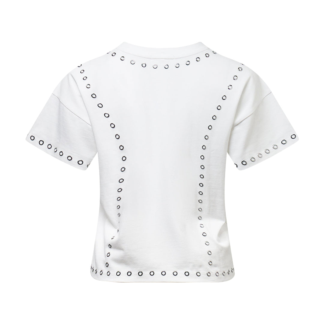 Kelly Grommet Embellished Boxy Tee