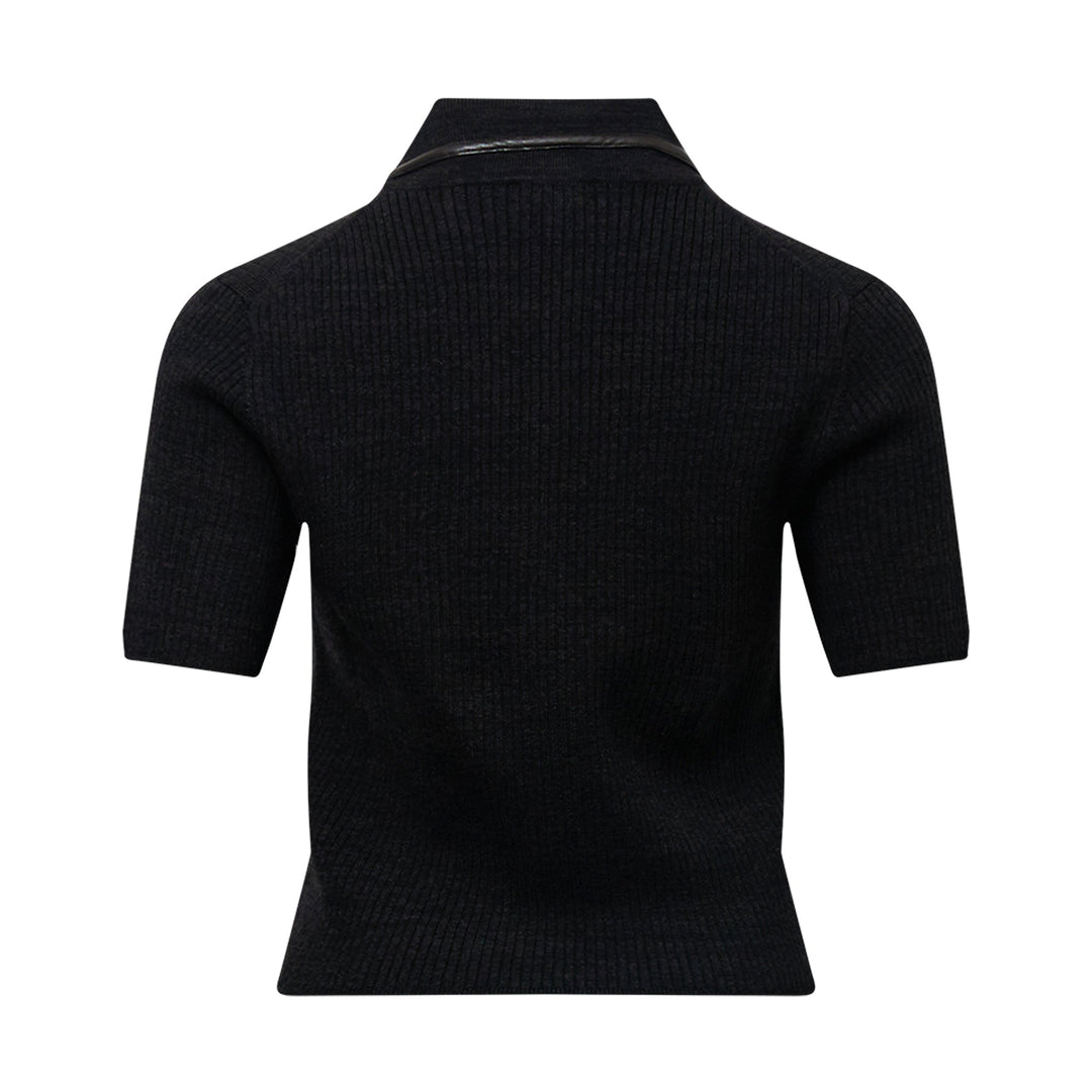 Caterina Faux Leather Zip Polo