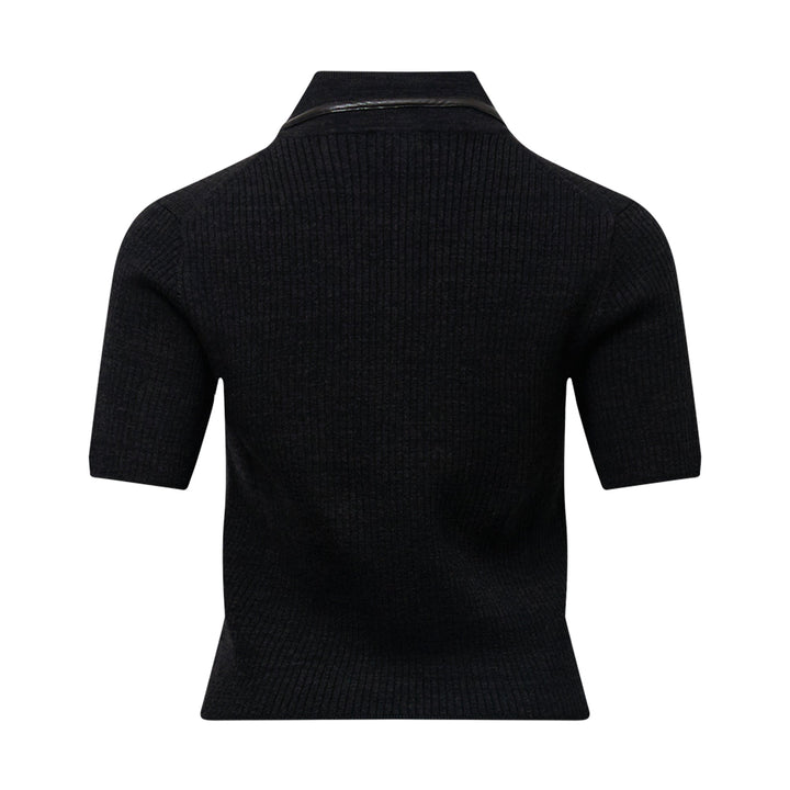Caterina Faux Leather Zip Polo