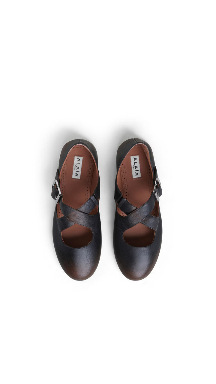 Ballet Flats Treated Calfskin