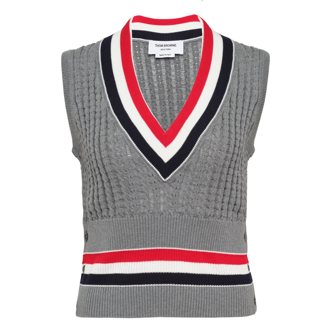 Thom Browne Baby Ladder Cable Shrunken Vest – Available at Club 21, Official Retailer in Singapore, Malaysia & Thailand with Global Shipping Online
