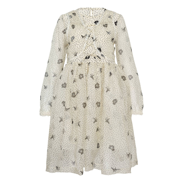 Silk Print Long Sleeve Dress