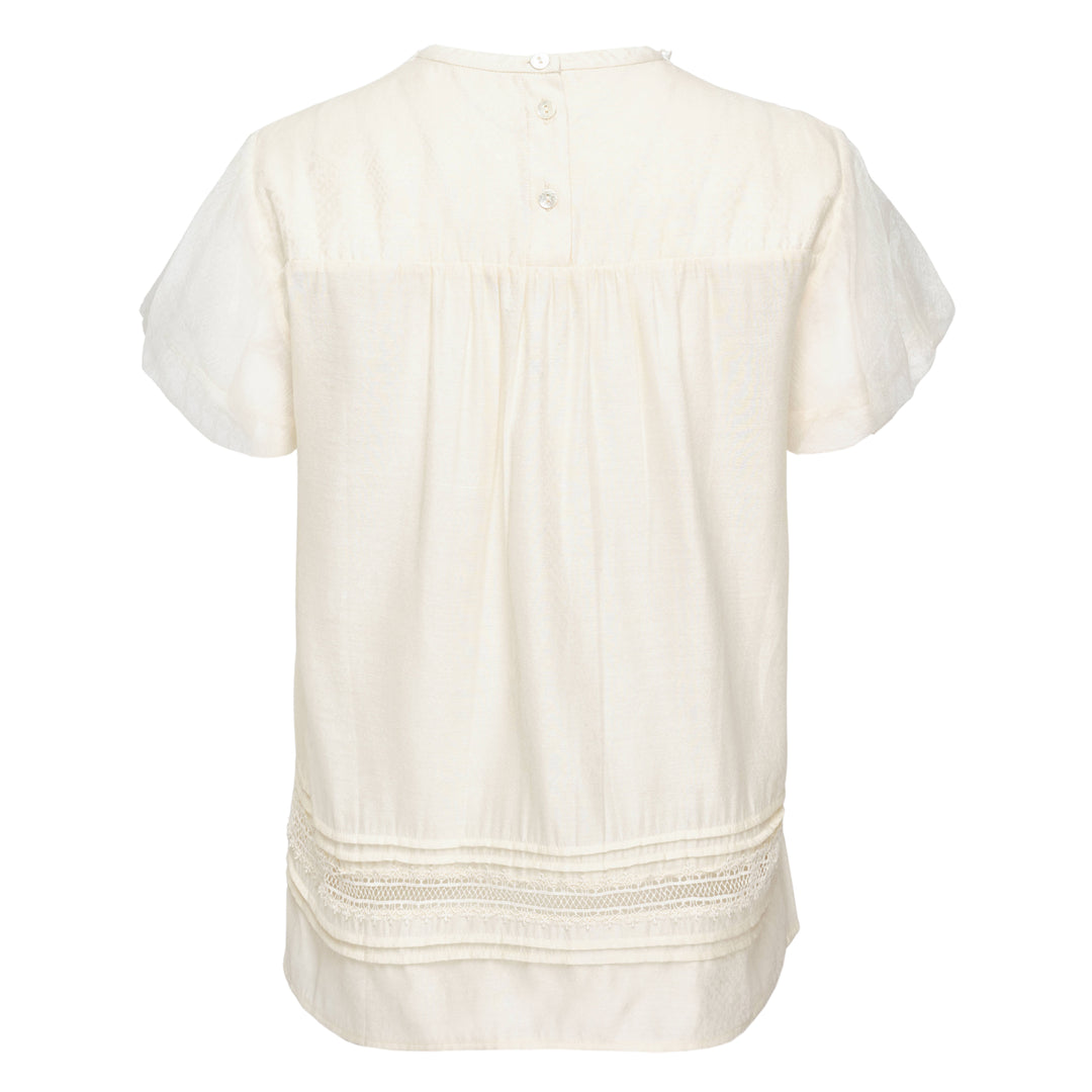 Lace Trim Pin-Tucks Top