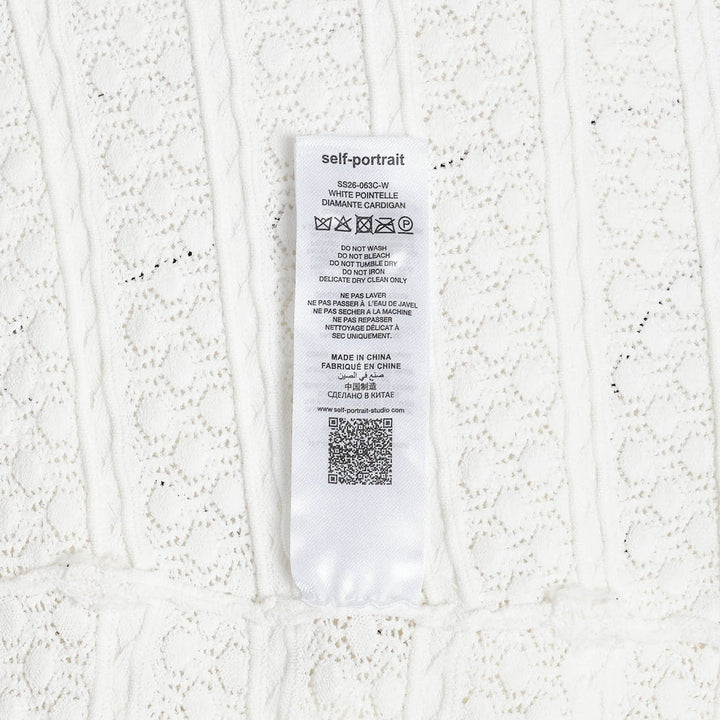 White Pointelle Diamante Cardigan