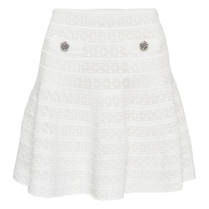 White Pointelle Knit Mini Skirt