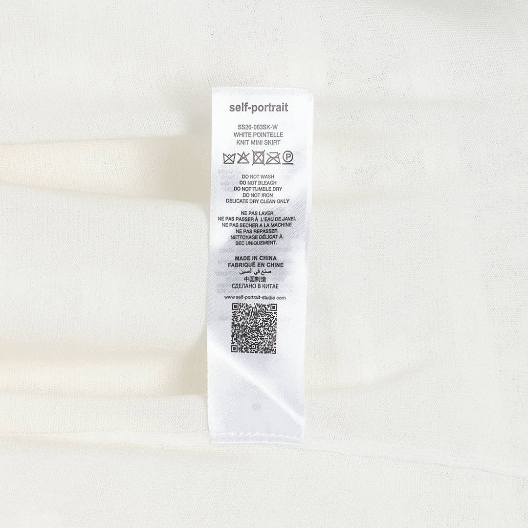 White Pointelle Knit Mini Skirt