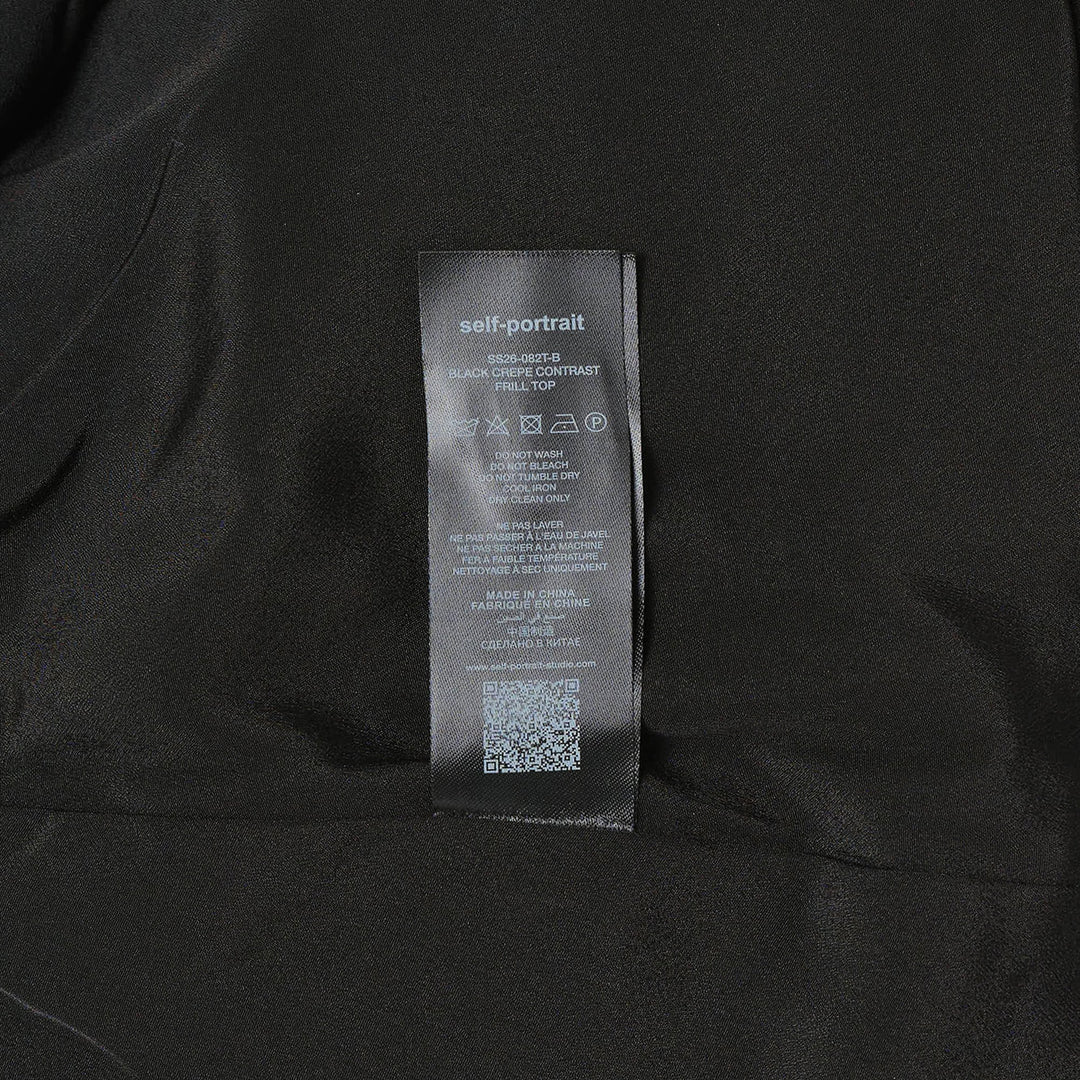 Black Crepe Contrast Frill Top