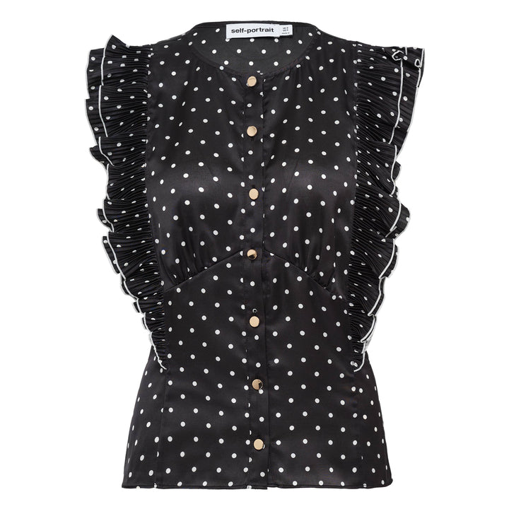 Black Polka Dot Frill Top