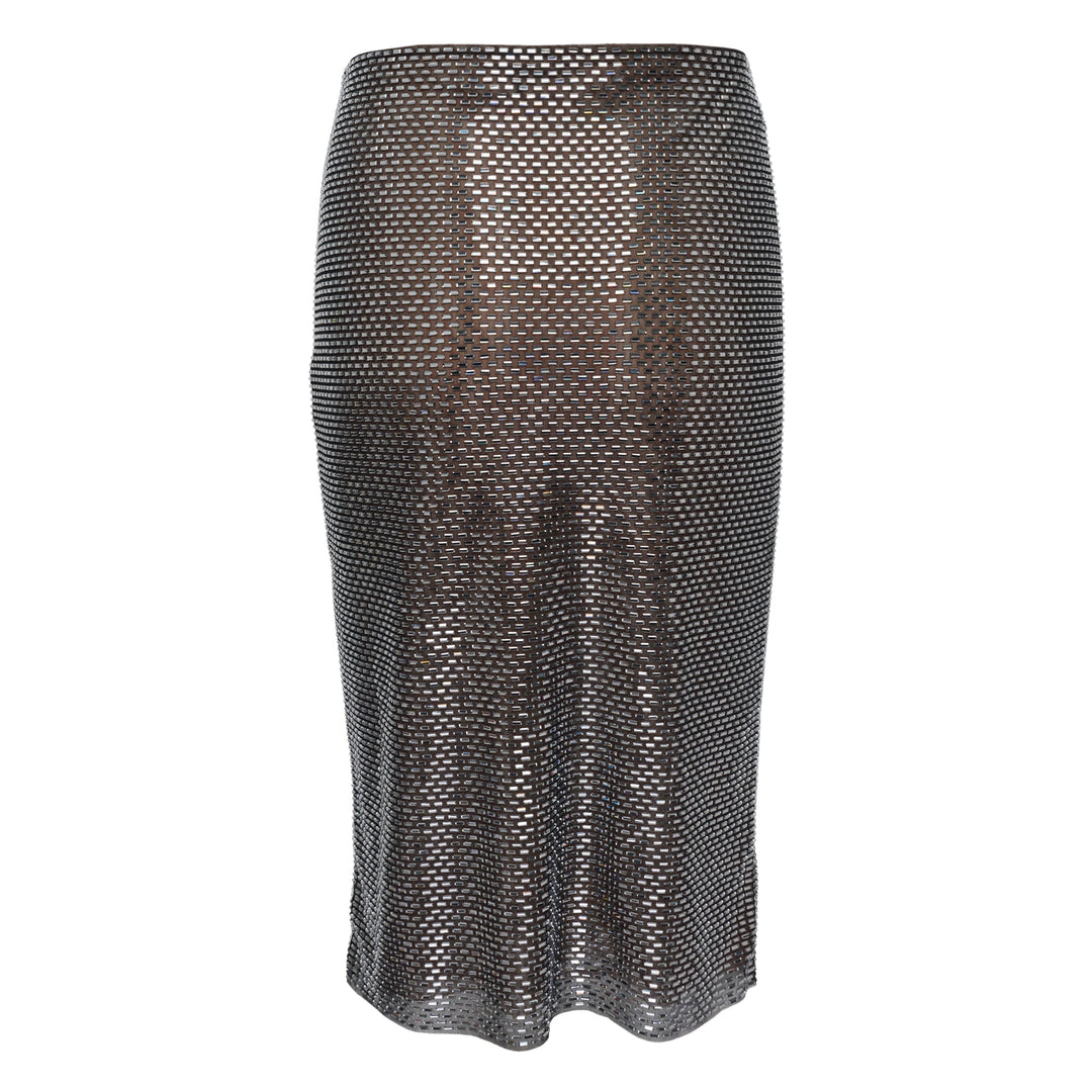 Gunmetal Rhinestone Midi Skirt