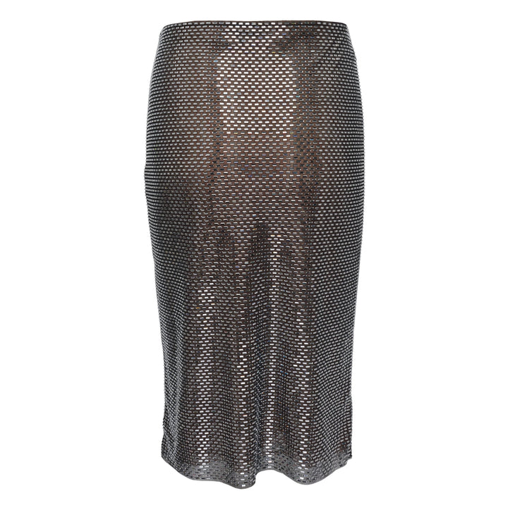 Gunmetal Rhinestone Midi Skirt