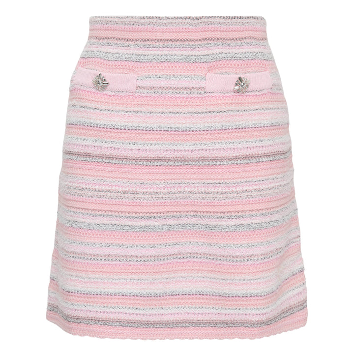 Pink Textured Knit Mini Skirt