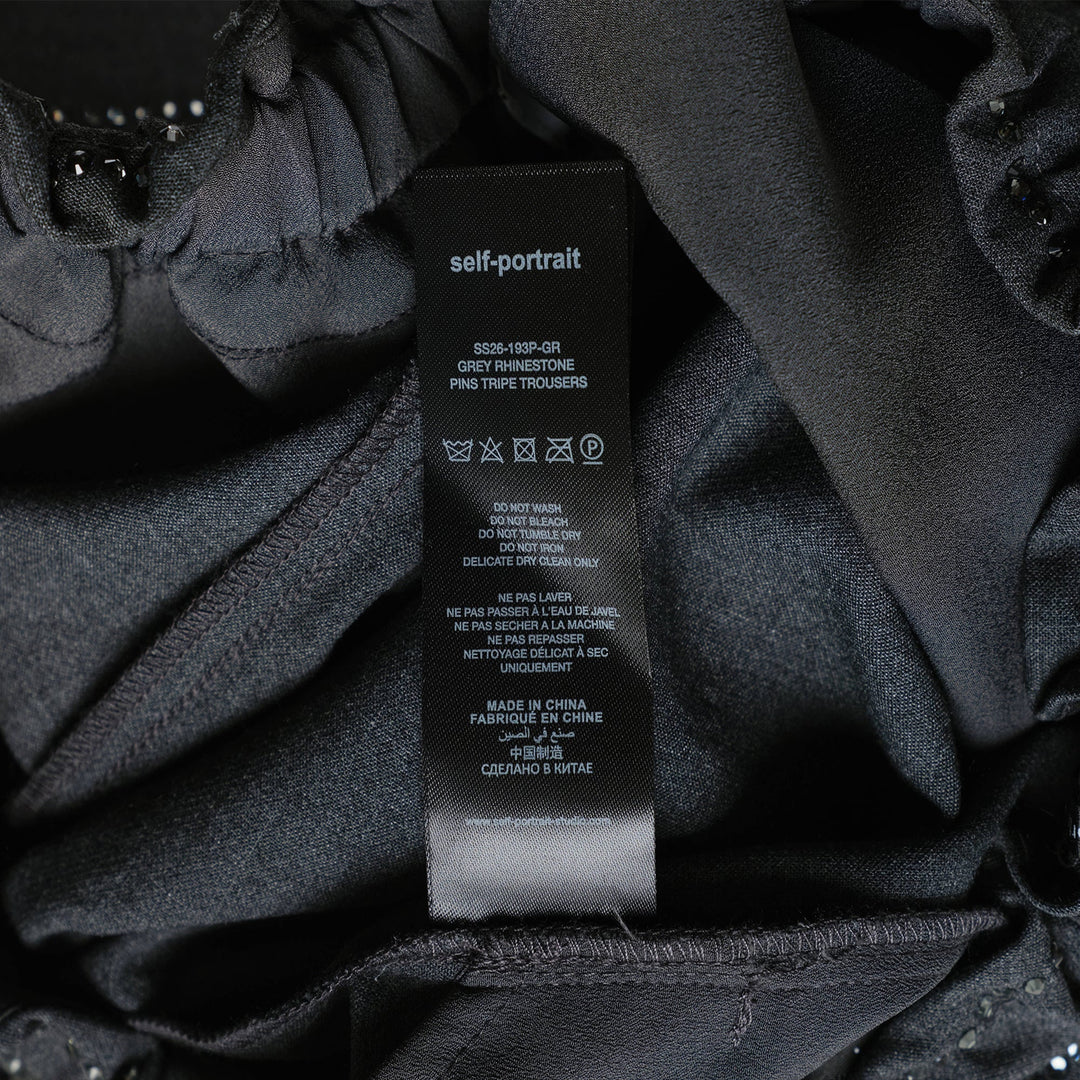 Grey Rhinestone Pinstripe Trousers