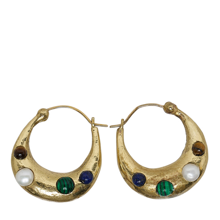 Rainbow Stone Hoop Earrings