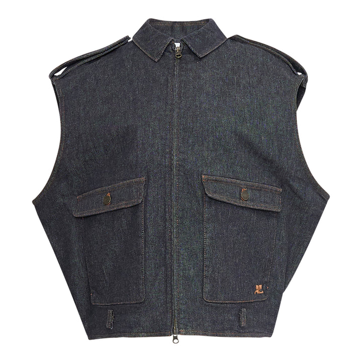 Courrèges Sleeveless Denim Bomber Jacket – Available at Club 21, Official Retailer in Singapore, Malaysia & Thailand with Global Shipping Online