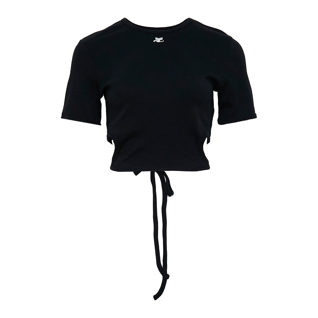 Courrèges Ribbon Cut Out Contrast T-Shirt – Available at Club 21, Official Retailer in Singapore, Malaysia & Thailand with Global Shipping Online