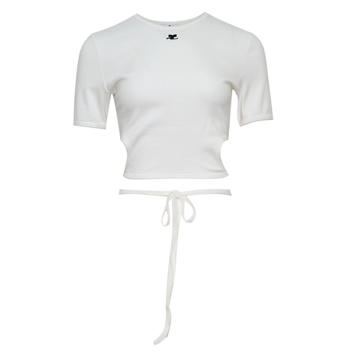 Courrèges Ribbon Cut Out Contrast T-Shirt – Available at Club 21, Official Retailer in Singapore, Malaysia & Thailand with Global Shipping Online