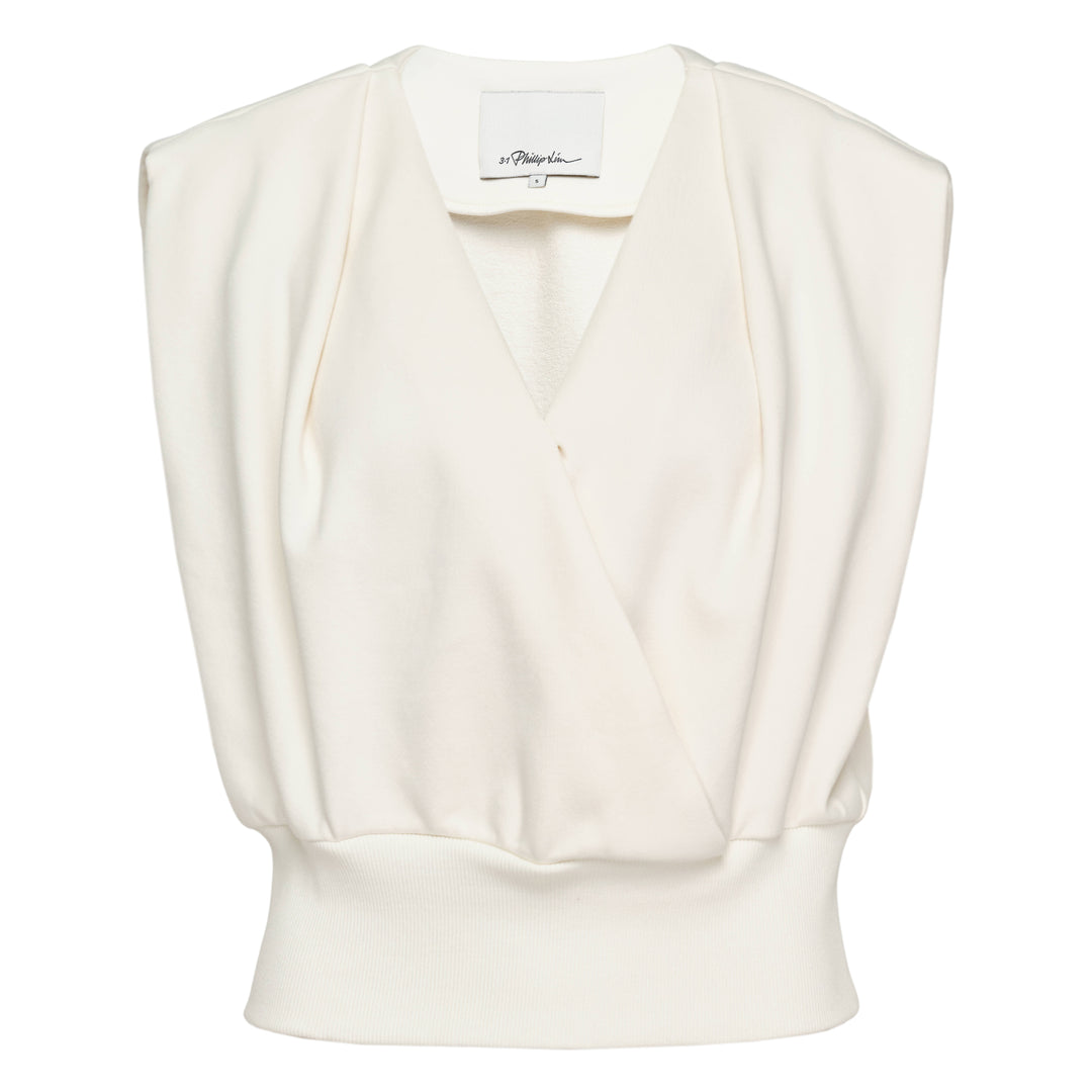 Draped Sleeveless French Terry Top