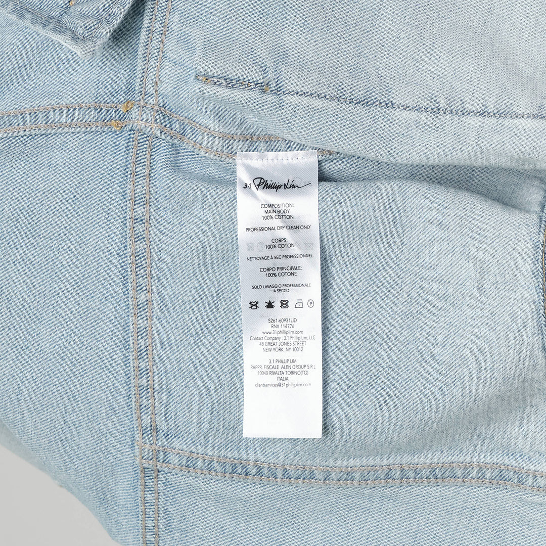 Collarless Trapeze Denim Jacket