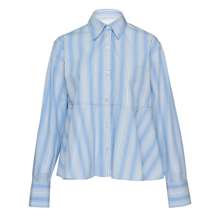 Striped Long Sleeve Shirt With Flounce
