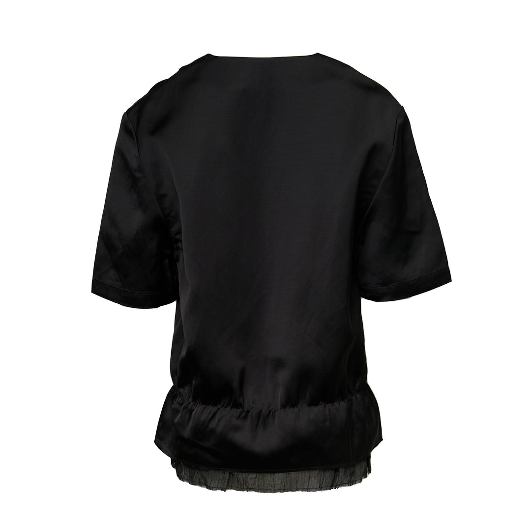 V-Neck Satin Pullover