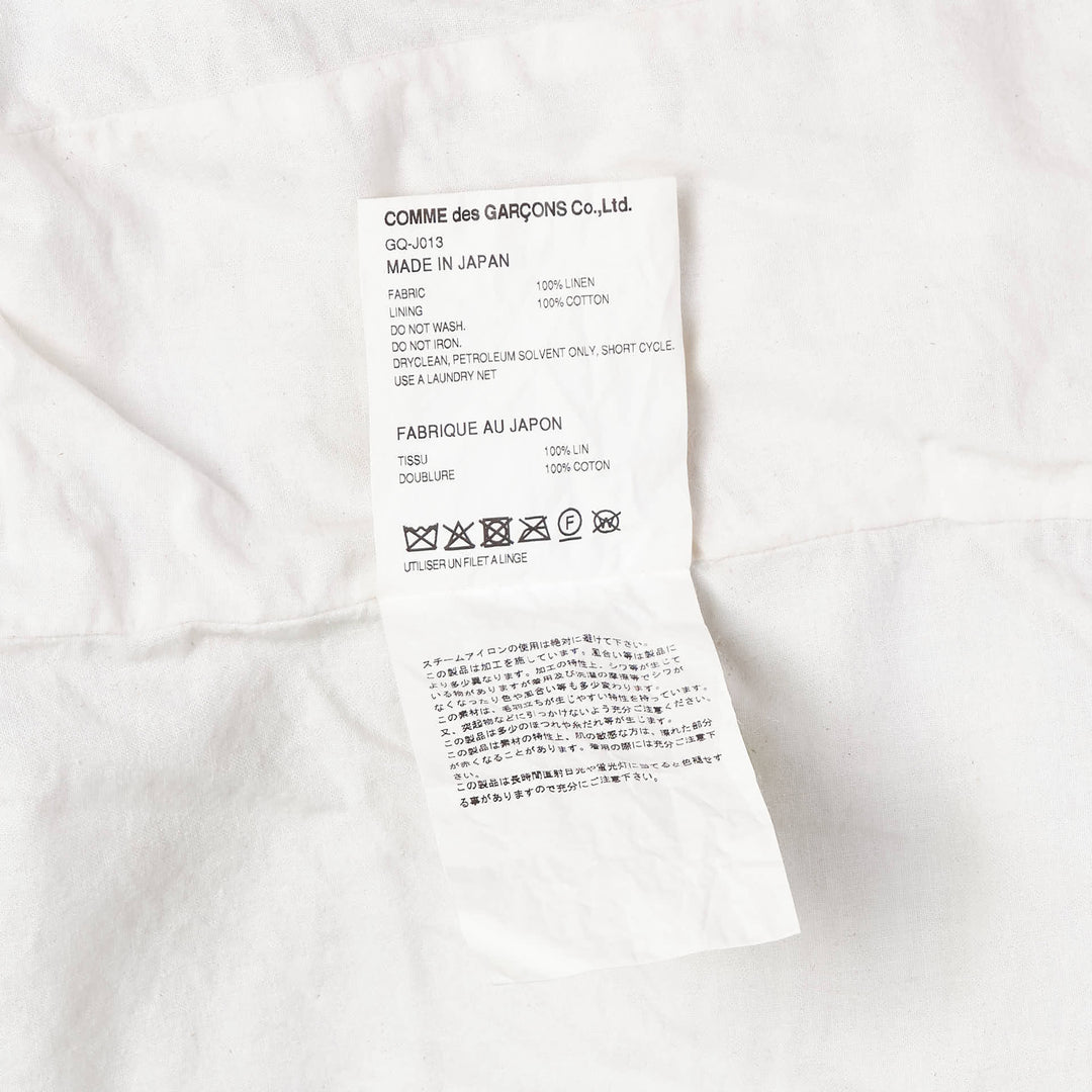 COMME des GARCONS Linen Heavy Canvas Garment – Available at Club 21, Official Retailer in Singapore, Malaysia & Thailand with Global Shipping Online