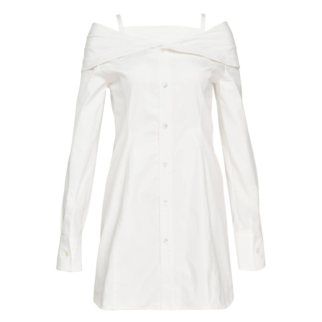 We11done White Fold-Over Collar Dress – Available at Club 21, Official Retailer in Singapore, Malaysia & Thailand with Global Shipping Online