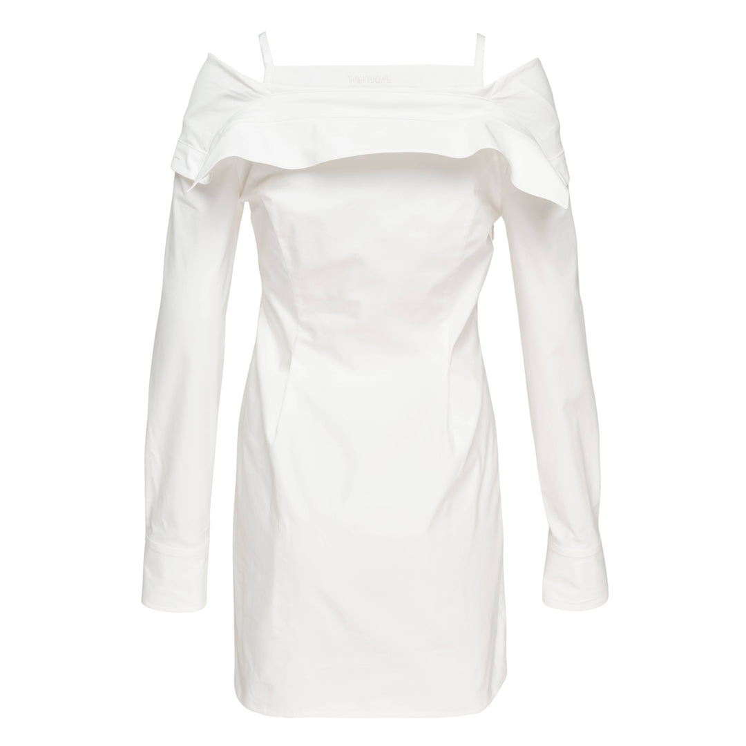 We11done White Fold-Over Collar Dress – Available at Club 21, Official Retailer in Singapore, Malaysia & Thailand with Global Shipping Online