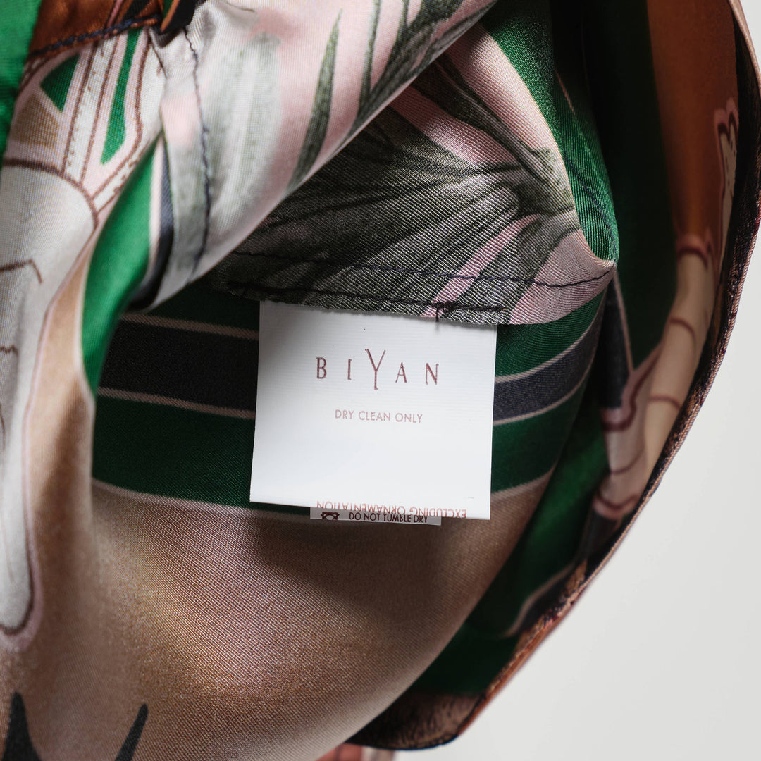 Mix Lace Twill Silk Print Skirt