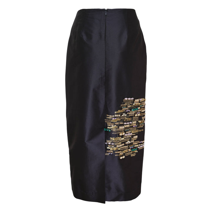 Taffeta Slim Midi Skirt