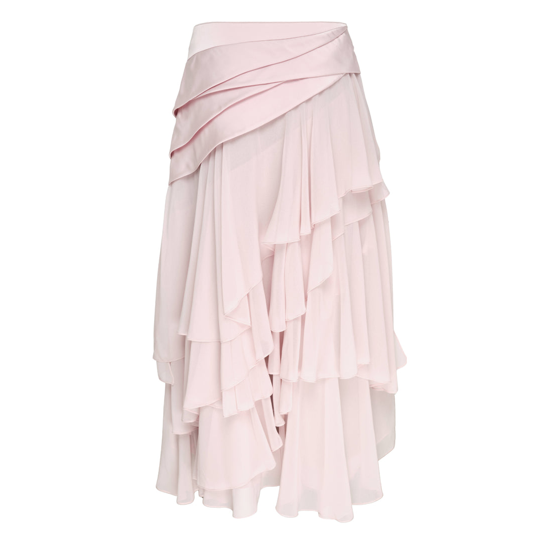 Caroline Hu Khaki Pink Collage Ruffle Skirt – Available at Club 21, Official Retailer in Singapore, Malaysia & Thailand with Global Shipping Online