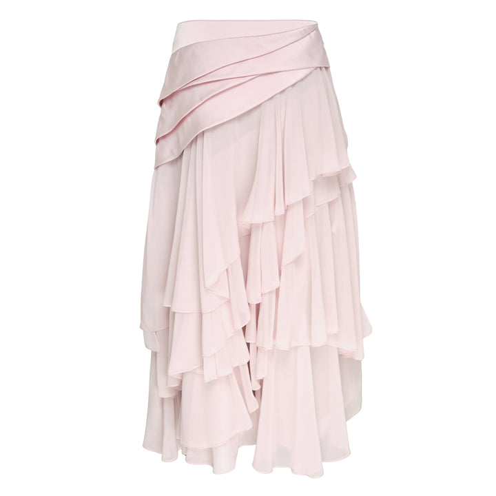 Caroline Hu Khaki Pink Collage Ruffle Skirt – Available at Club 21, Official Retailer in Singapore, Malaysia & Thailand with Global Shipping Online