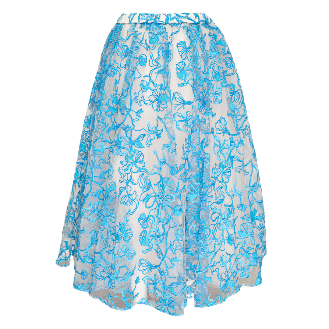Caroline Hu Blue Floral Embroidered Tulle Skirt – Available at Club 21, Official Retailer in Singapore, Malaysia & Thailand with Global Shipping Online