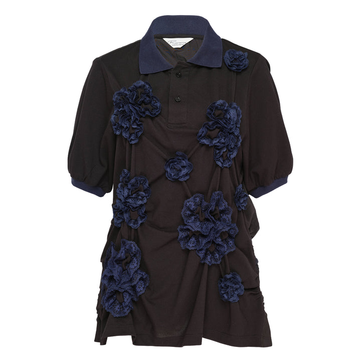 Caroline Hu Black Elastic Ruching Polo – Available at Club 21, Official Retailer in Singapore, Malaysia & Thailand with Global Shipping Online