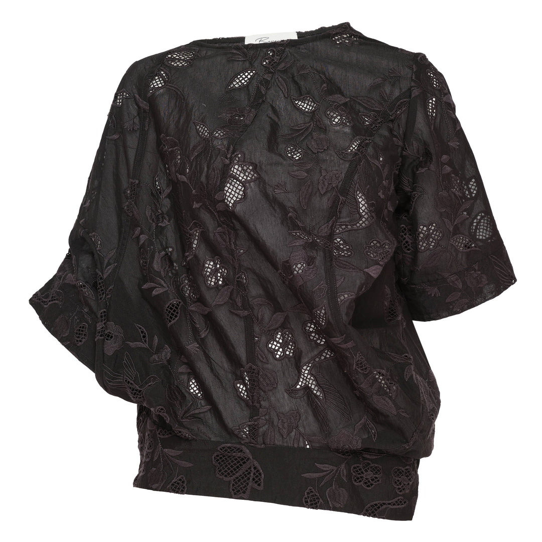 Caroline Hu Black Embroidery Inverted Shirt – Available at Club 21, Official Retailer in Singapore, Malaysia & Thailand with Global Shipping Online