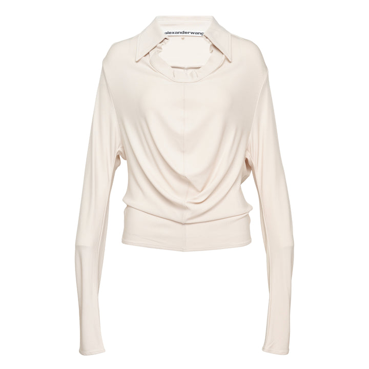 Long Sleeve Cowl Placket Top