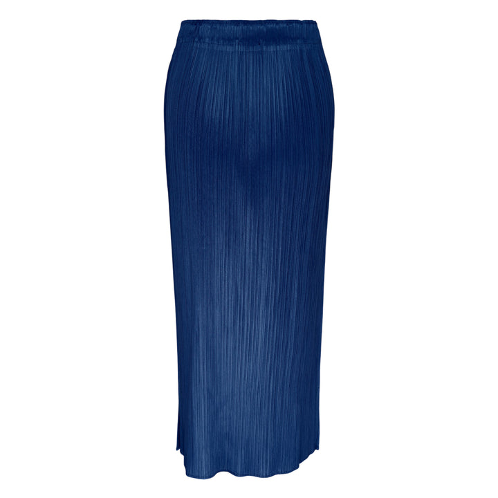 Pleats Please Issey Miyake Monthly Colors May Skirt in cobalt blue — fine-pleated midi skirt with elasticated waistband and side pocket