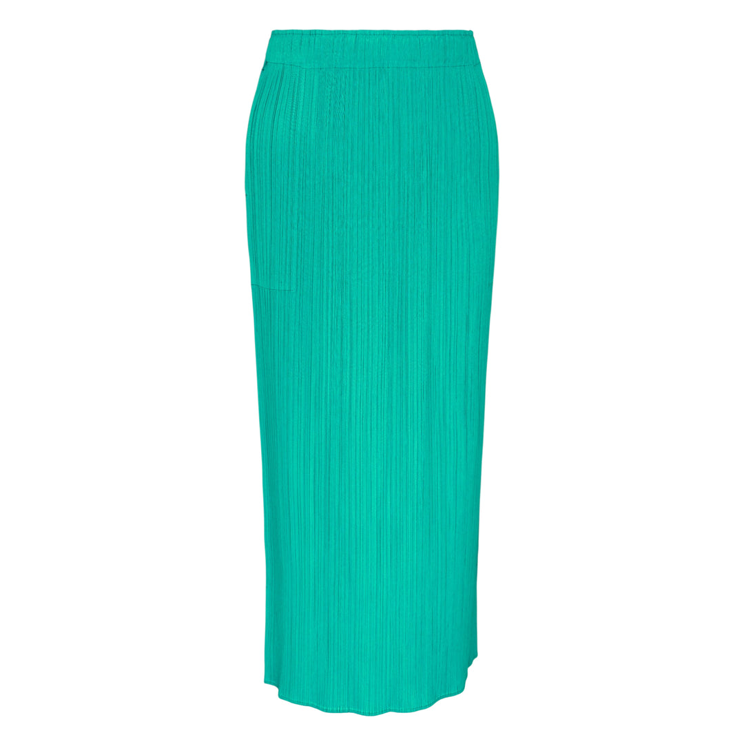 Pleats Please Issey Miyake Monthly Colors May Skirt in cobalt blue — fine-pleated midi skirt with elasticated waistband and side pocket