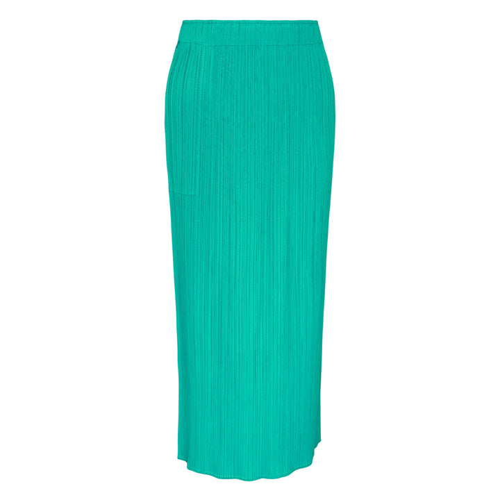 Pleats Please Issey Miyake Monthly Colors May Skirt in cobalt blue — fine-pleated midi skirt with elasticated waistband and side pocket